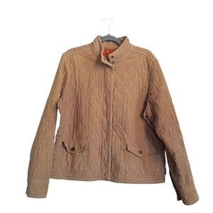 Eddie Bauer Women's Quilted Chore Coat In Tan Size XL Tall
